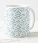 Feuille Damask Blue on Wt Mug